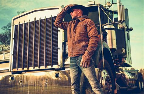 Texas Cowboy Semi Truck Driver Stock Image Image Of Profession