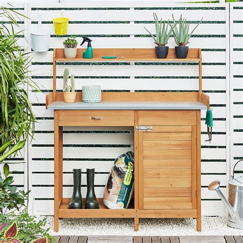 Gracie Oaks Fir Wood Potting Bench Reviews Wayfair