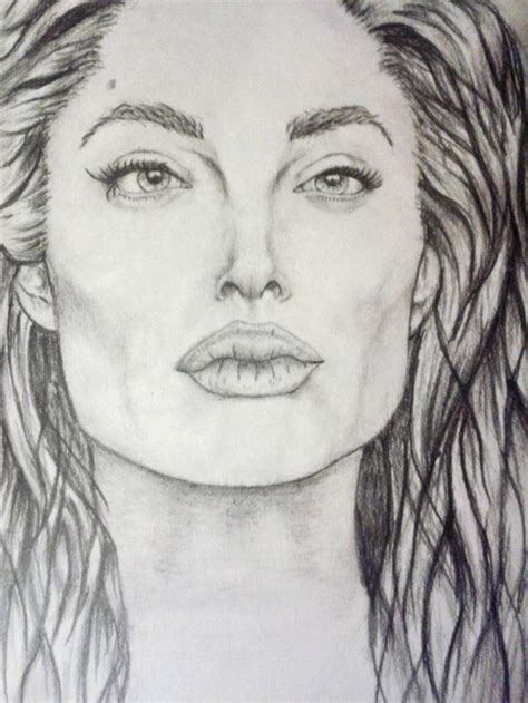 Angelina Jolie Pencil Drawing Pencil Drawings Drawings Male Sketch