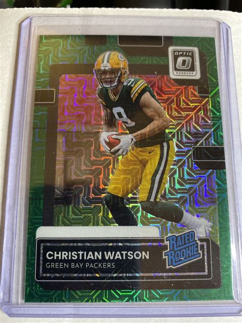 2022 Donruss Christian Watson Optic Green Mojo H2 Excl Rated Rookie P