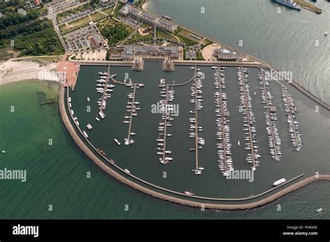 Aerial View Sailboat Harbor Harbor Warnem Nde Yachthafenresidenz Hohe