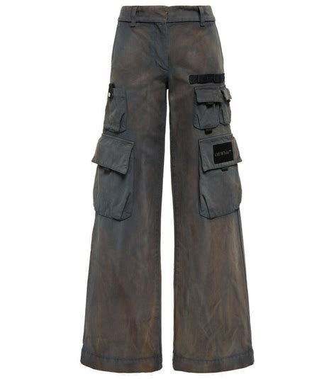 Off White Toybox High Rise Wide Leg Cargo Pants Off White