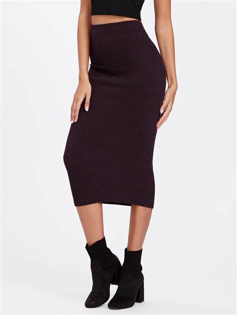 Shein Ribbed Knit Pencil Skirt Pencil Skirt Knit Pencil Skirt Skirts