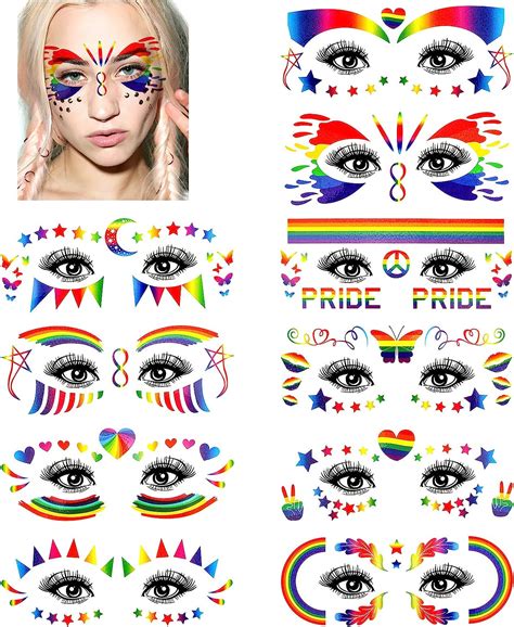 Dpkow Tatouages Temporaires Arc En Ciel Pour Maquillage Des Yeux Gay