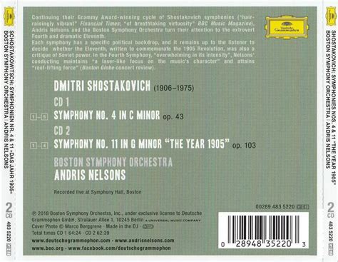 Shostakovich Symphonies Nos 4 And 11 Boston Symphony Orchestra Andris Nelsons 2018 2cd