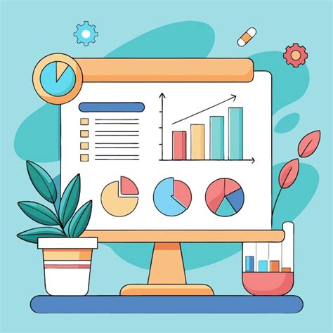 Digital Monitor Displaying Graphs And Charts For Data Analysis Premium Ai Generated Vector