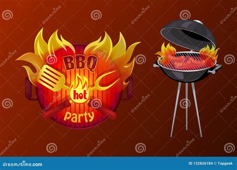 Ejemplo Del Vector De La Barbacoa Del Cartel Del Partido Del Bbq