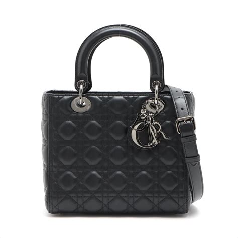 Sac Lady Dior Moyen En Cuir Cannage Noir Ref Joli Closet