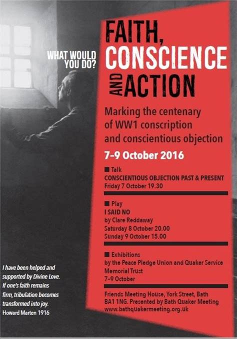 faith conscience action conscientious objection centenary quakers