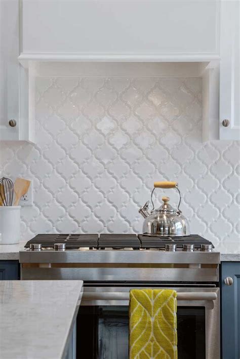 White Arabesque Tile Kitchen Backsplash Trends Kitchen Remodel