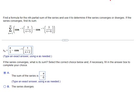 Solved Find A Formula For The Nth Partial Sum Of The Series