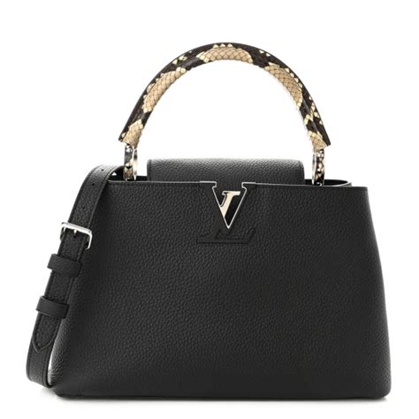 LOUIS VUITTON Taurillon Snakeskin Capucines PM Black 1248712 FASHIONPHILE