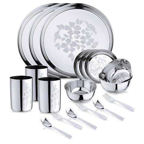 Limetro Steel Stainless Steel Solid Dinner Set Set Of 18