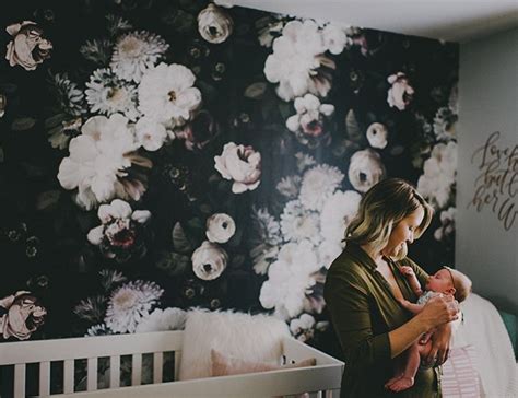 Moody Floral Wallpapered Nursery Inspired By This Floral Wallpaper