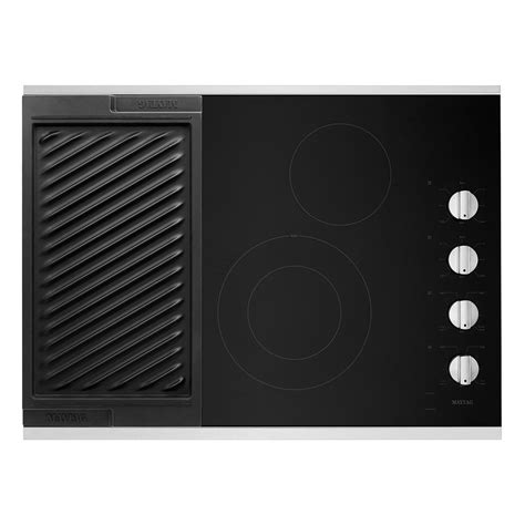 Maytag 30 Inch Electric Cooktop In Stainless Steel With 4 Elements And Reversible Grill An