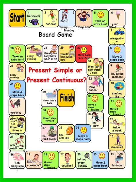 Board Game Present Simple Or Continuous Cuisine Cooking