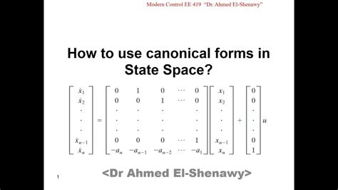 How To Use Canonical Forms In State Space Lecture Youtube