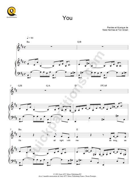 You Piano Sheet Music From Ten Sharp