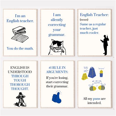 Funny English Teacher Posters Gift English Literature Classroom Decor ...