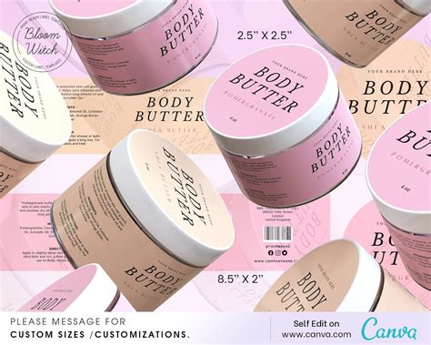 Body Butter Label Diy Body Scrub Labels4oz Jar Label8oz Jar Labelshea Buttercosmetic Label