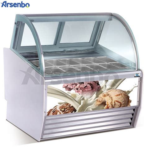 Double Temperature Commercial Soft Ice Cream Display Fridge Freezer