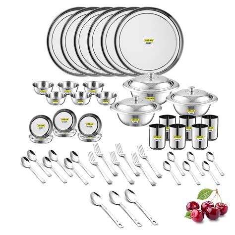 Urban Chef Dinner Set Steel 51 Pcs Kitchen Set For Home Stainless