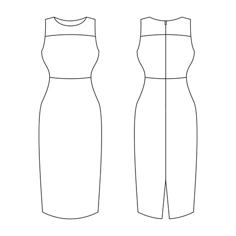 Premium Vector Template Dress Women Illustration Flat Design Outline