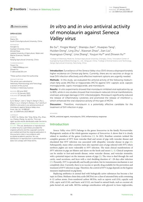 Pdf In Vitro And In Vivo Antiviral Activity Of Monolaurin Against