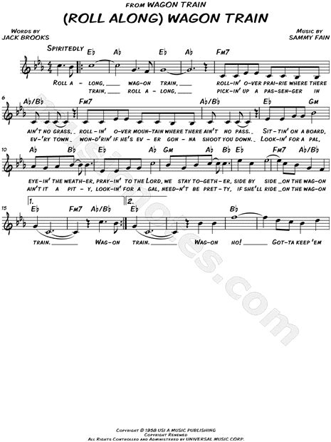 "(Roll Along) Wagon Train" from 'Wagon Train' Sheet Music (Leadsheet ...