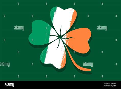 Vector Vintage Poster With Lucky Clover Like Irish Flag Vector