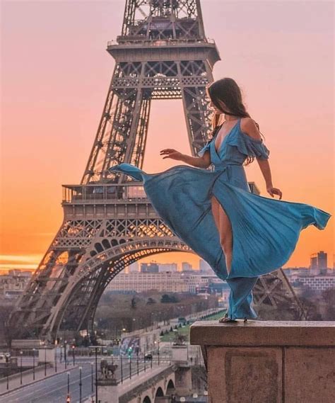 Girl With Eiffel Tower Background Nathalie Wanders Paris France