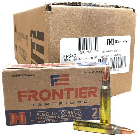 Hornady Frontier 5 56 NATO 55 Grain Hollow Point Match 500 Round Case