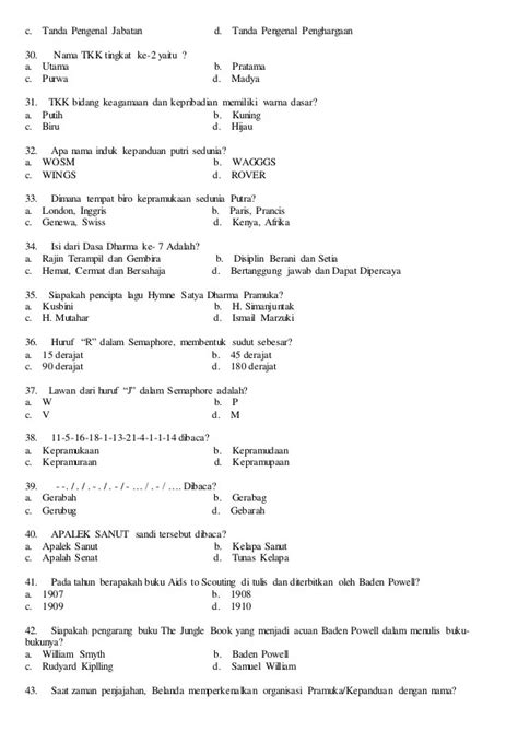 Contoh Soal Sandi Pramuka Soal Pramuka Penggalang Beserta Jawabannya