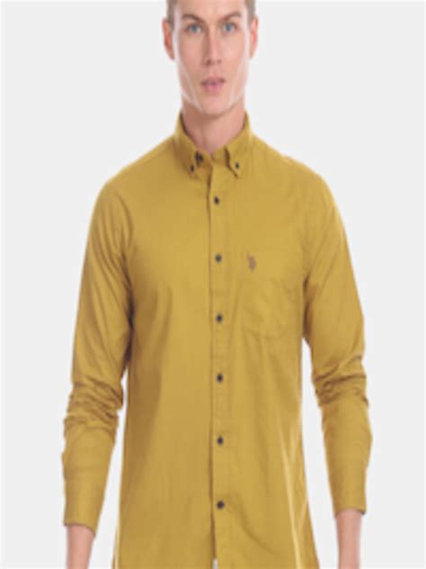 Buy U S Polo Assn Men Yellow Regular Fit Solid Casual Shirt Shirts