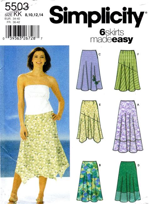 Simplicity 5503 Misses Skirts Two Lengths Trim Variations Sewing Pattern In Sizes 8 10 12 14