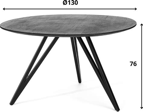 Ronde eettafel zwart Nena industrieel Ø130 cm bol