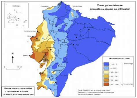 Zonas potencialmente expuestas a sequías en el Ecuador En base de