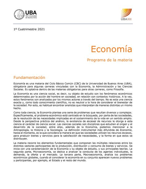 Programa Economía UBA XXI 1Cuatrimestre 2021 1º Cuatrimestre 2021