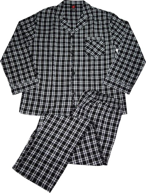 Hanes Men's Woven Cotton Blend Long Sleeve Plaid Sleepwear Pajama Set ...