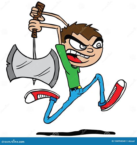 Boy With Axe Stock Vector Illustration Of Doodle Weapon 104994540