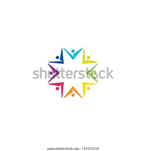 Colorful Teamwork People Connection Logo Stock Vector Royalty Free