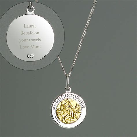 Personalised Sterling Silver And 9ct Gold St Christopher Necklace In 2020 St Christopher