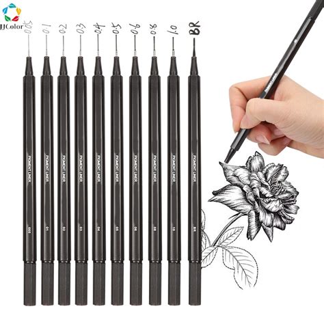 Caneta Preta Micron Profissionais 10 Peças Kit Fineliner de Pigmento à