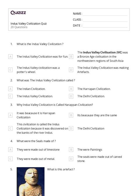 The Indus Valley Civilization Worksheets Answers