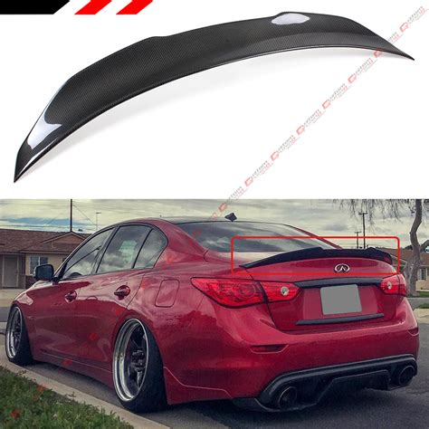 FOR 14 2021 INFINITI Q50 PSM STYLE HIGH KICK CARBON FIBER DUCKBILL