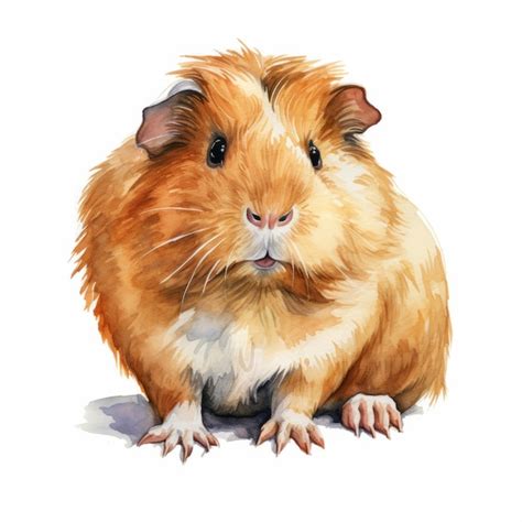 Premium Ai Image Bold Watercolor Guinea Pig On White Background Ai