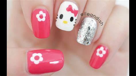 Easy Hello Kitty Nails Freehand Youtube