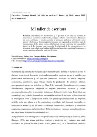 Cassani Mi Taller De Escritura PDF