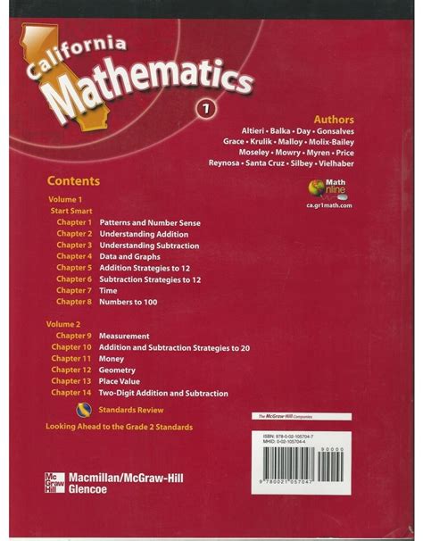 California Mathematics 1st Grade Concepts Skills And Problem Solving