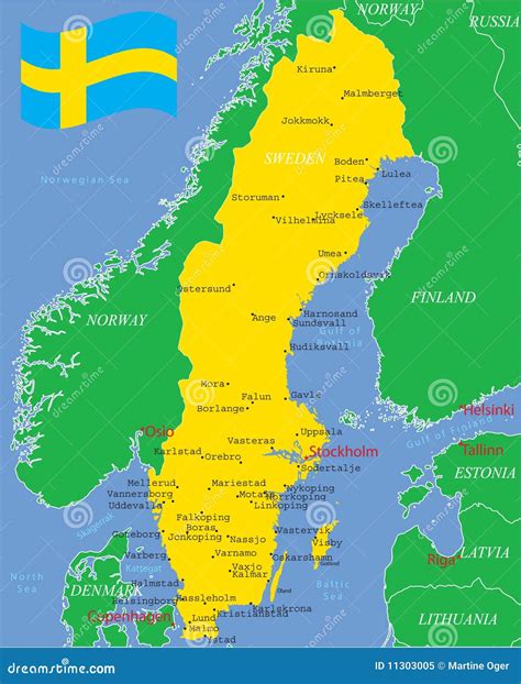 Sweden Map With Major Cities. Royalty Free Stock Photo - Image: 11303005